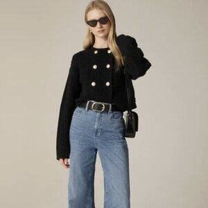 Ann Taylor Double Breasted Waffle Knit Sweater Jacket